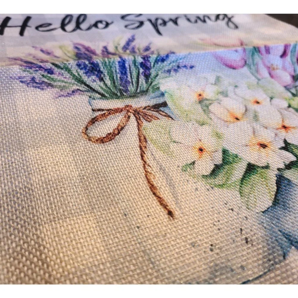 Floral Table Runner Cottage Farmhouse Decor Spring Summer Plaid Decorative Cloth